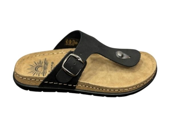Sunny Sandals – Δερμάτινο Ανατομικό Σανδάλι (Μαύρο & Λαδί) - Image 2